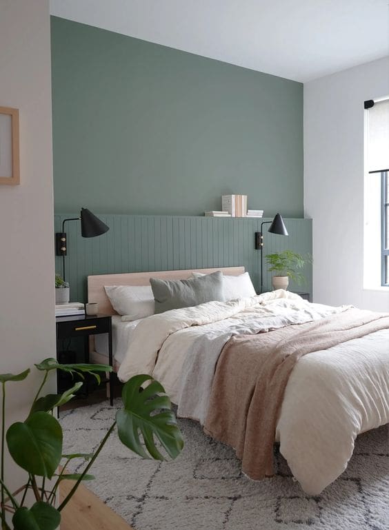 45 Elegant Sage Green Bedroom Ideas for a Soothing Ambiance 110 45 Elegant Sage Green Bedroom Ideas for a Soothing Ambiance Simplistic Sage Green Bedroom Accent Wall