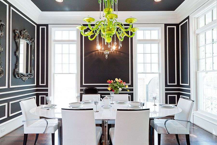 17 Dining Room Wall Decor Ideas that Will Blow Your Mind! 12 17 Dining Room Wall Decor Ideas that Will Blow Your Mind! Ceiling adds to the beauty of the dashing dining room in black and white dining room wall decor ideas