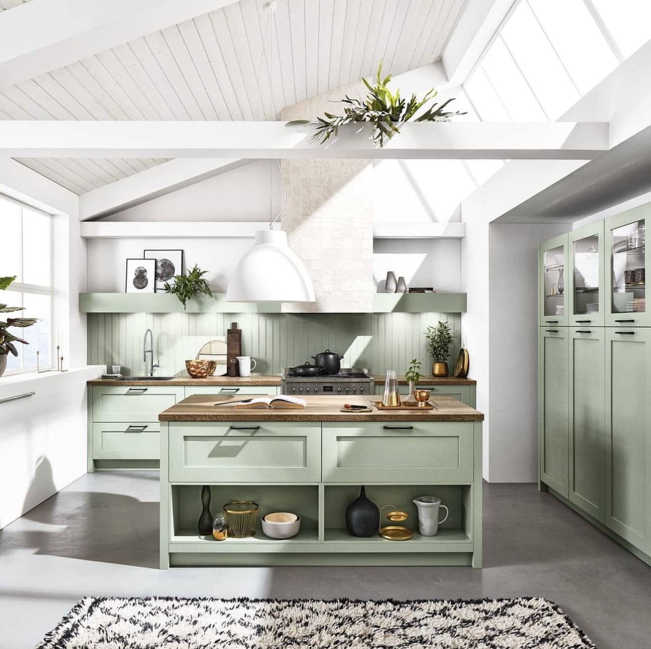 34 Beautiful Sage Green Kitchen Design Ideas to Inspire You 32 34 Beautiful Sage Green Kitchen Design Ideas to Inspire You Cottage-Style Sage Green Kitchen