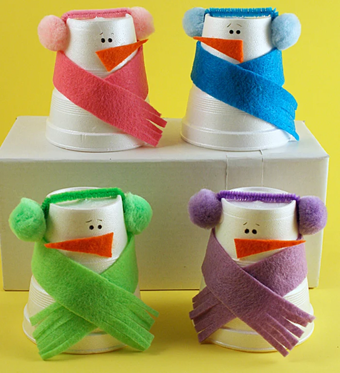 24 Easy & Fun Winter Crafts for Kids of All Ages 68 24 Easy & Fun Winter Crafts for Kids of All Ages winter crafts for kids KAB Make a Cute Easy Snowman Craft from Disposable Cups Winter Crafts for Kids